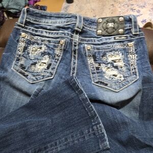 Women's MISS ME Boot Cut Jeans Sz 26 Embellished Pockets